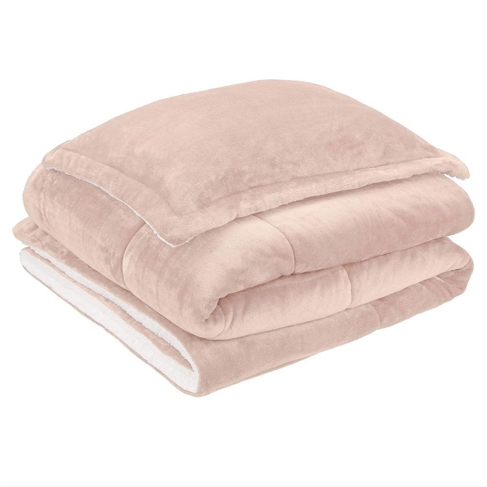 Ultra soft micromink sherpa comforter bed set blush twin new in box - Picture 4 of 7